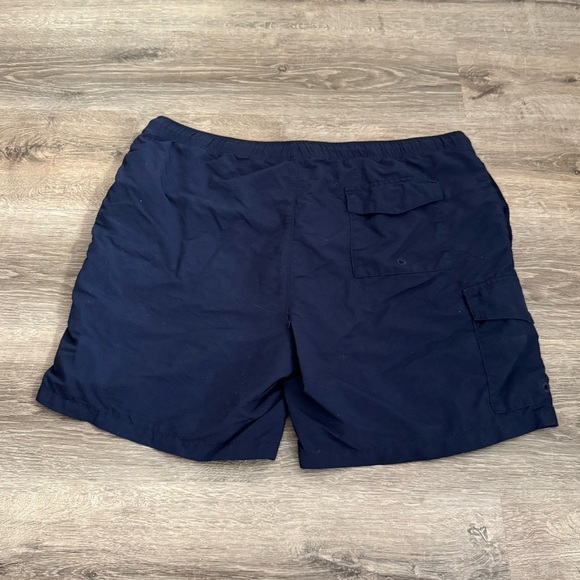 Men's Tommy Bahama Relax Navy Blue Swim Shorts with Orange Accents - Picture 10 of 10